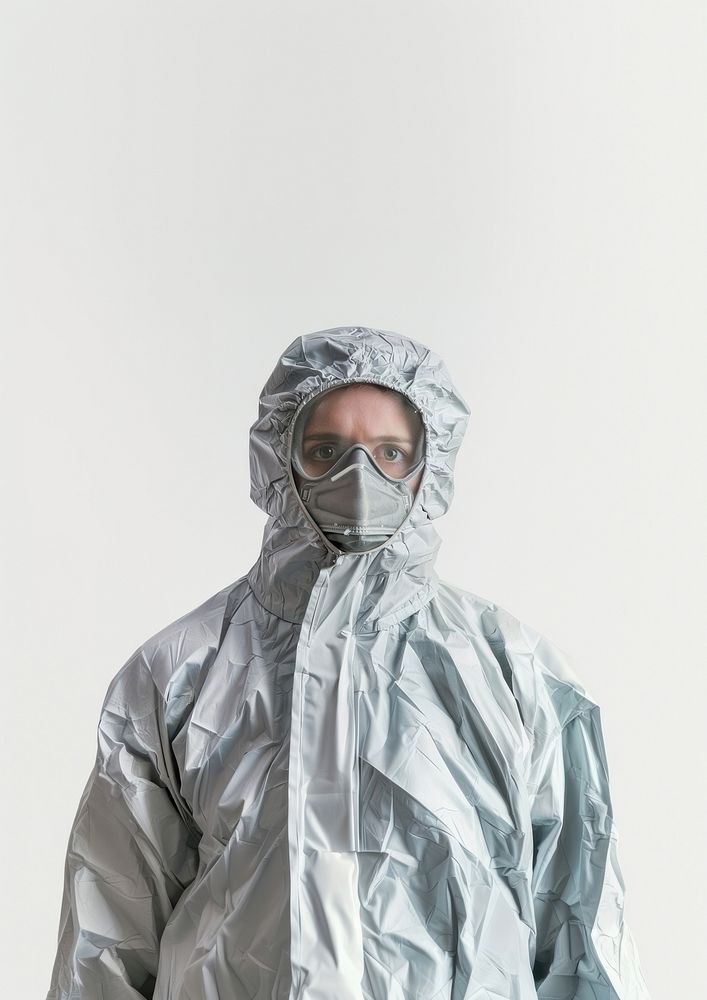 Worker in a protective suit sweatshirt clothing knitwear.