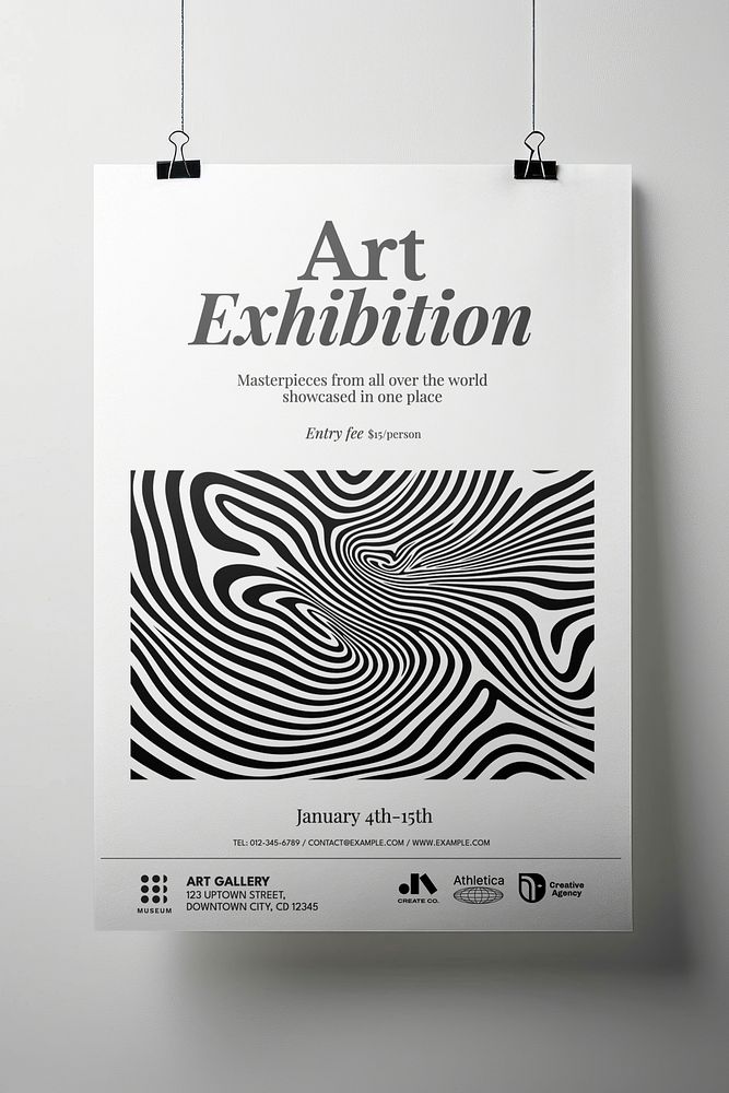 Art exhibition poster mockup psd