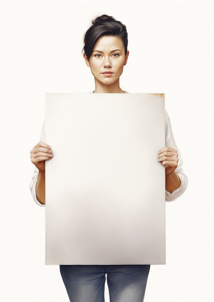 Angry woman holding board portrait person photography.