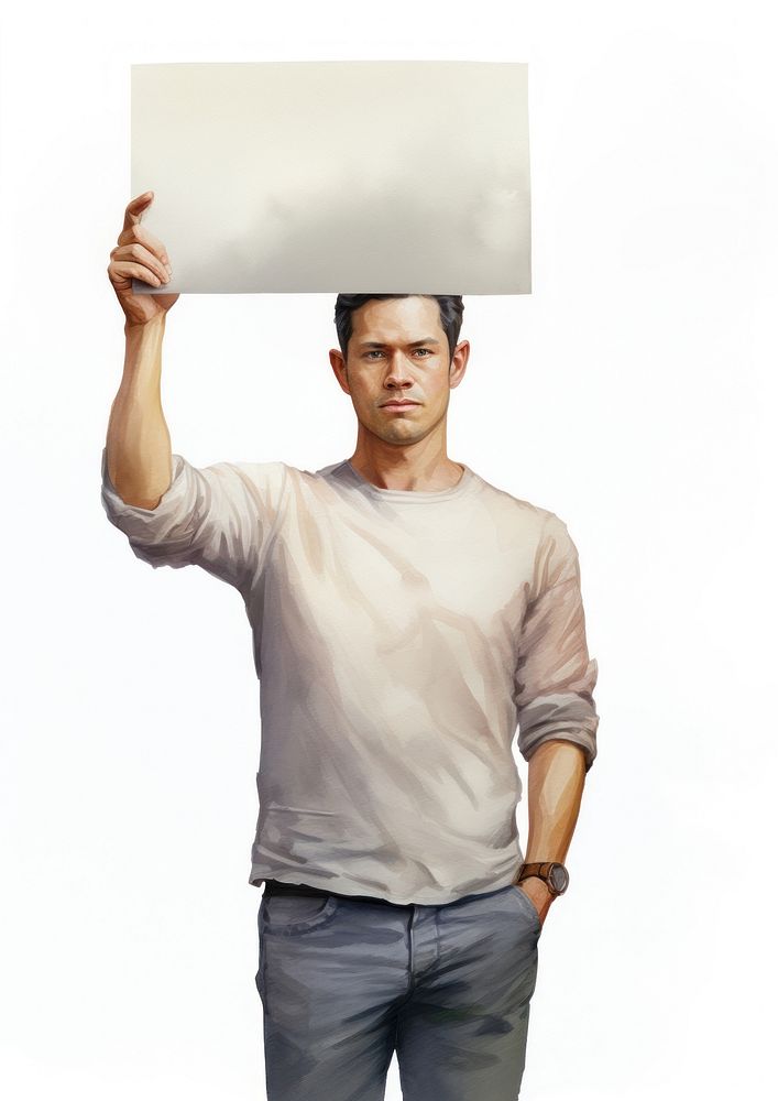 Man holding blank board portrait people person.