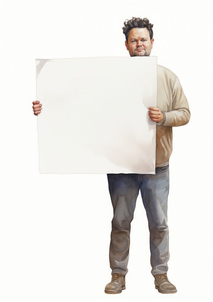 Man holding blank board person canvas adult.