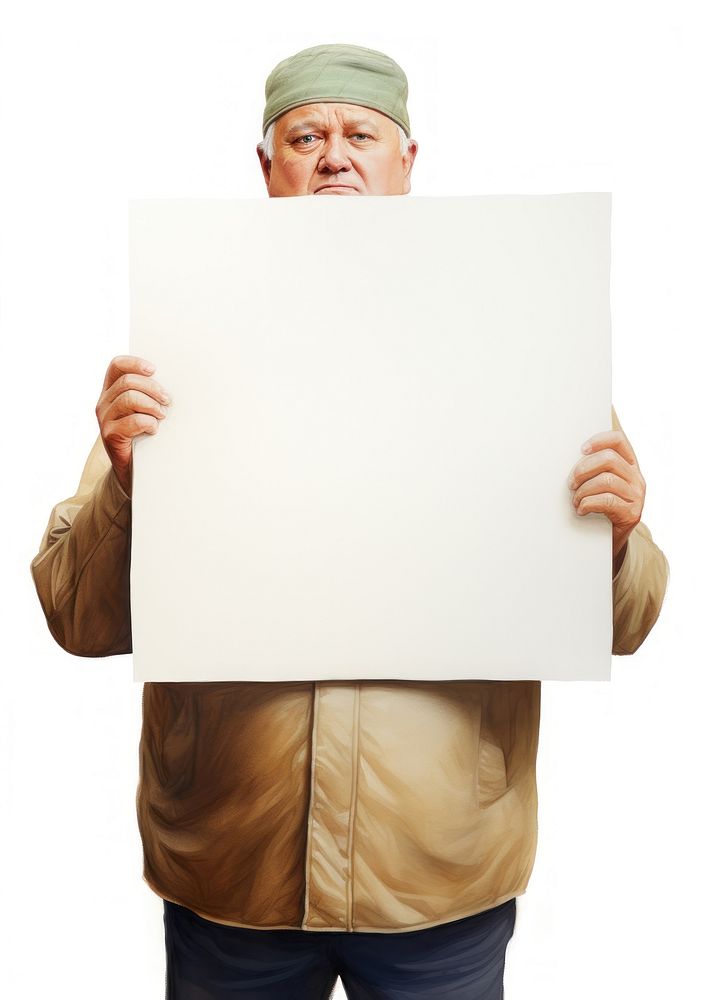 Man holding blank board portrait person photography.