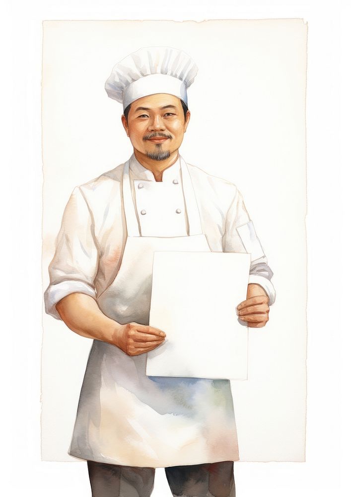 Chef holding blank notice board portrait person people.