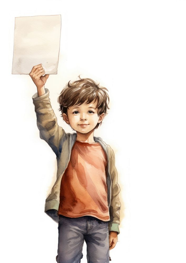 Kid holding notice board portrait photography illustrated.