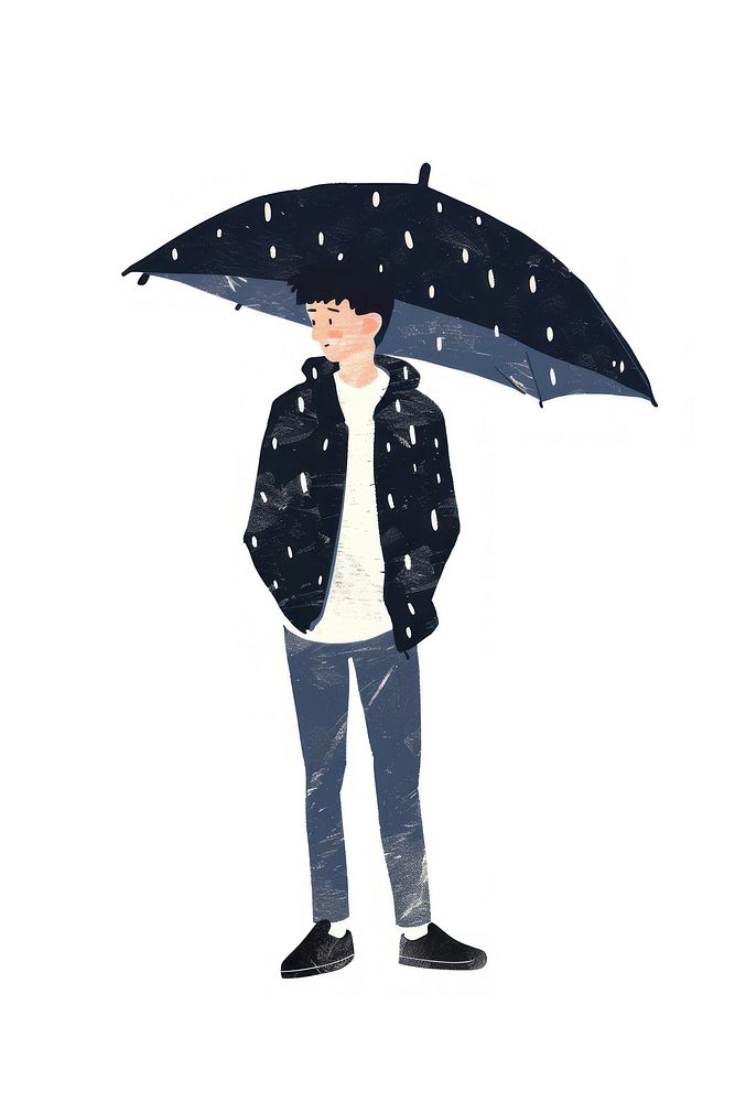 Man use umbrella person clothing apparel.