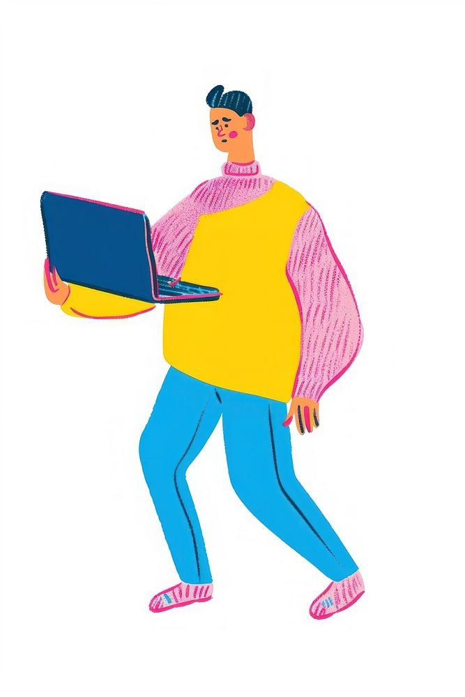 Man holding laptop person electronics computer.