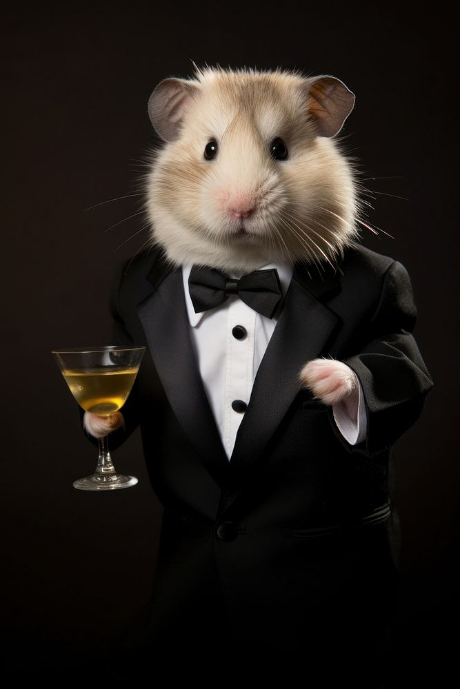 Hamster portrait tuxedo animal.