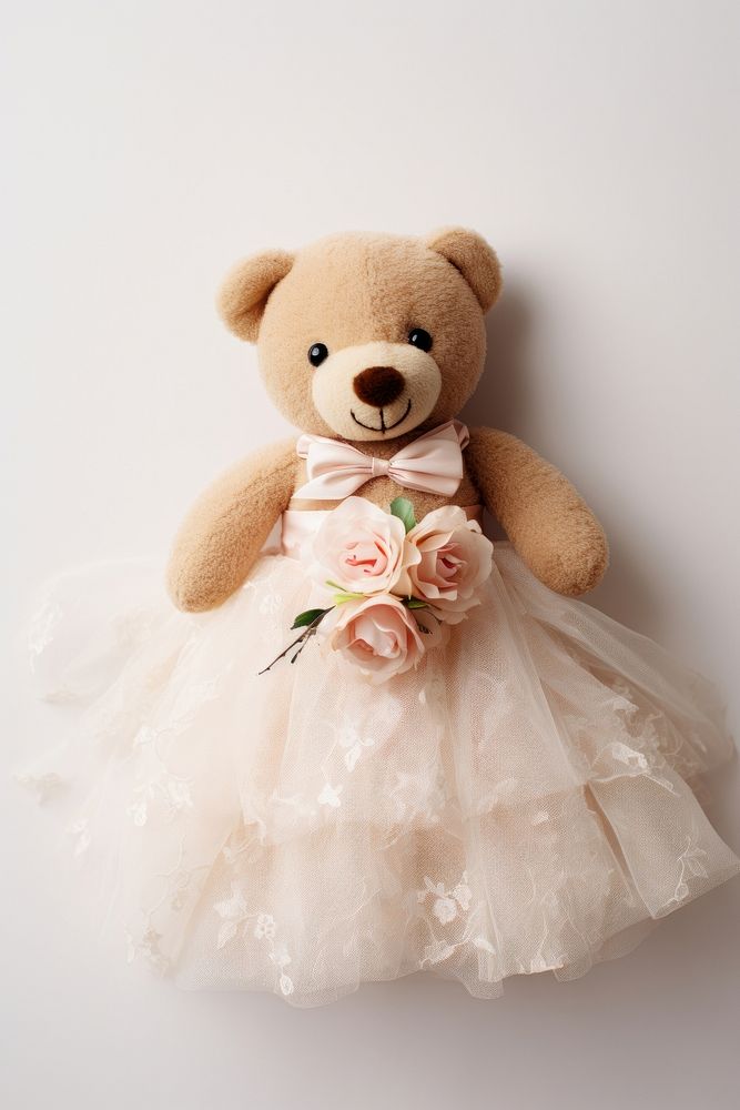 Stuffed doll bear wedding clothing apparel fashion.