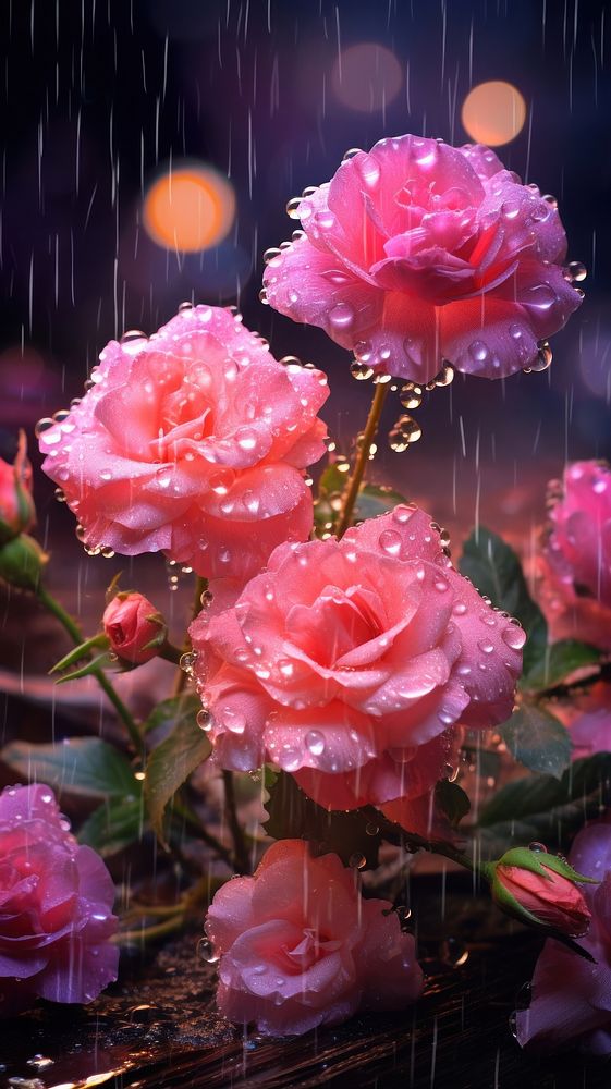 Rain scene with flower valentines-day blossom plant petal.