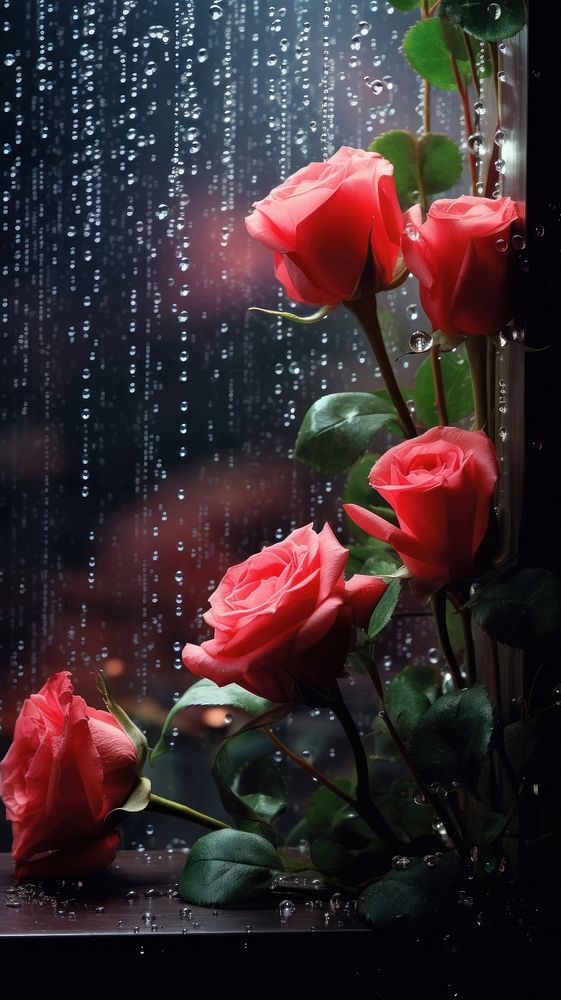 Rain scene with flower valentines-day blossom plant petal.