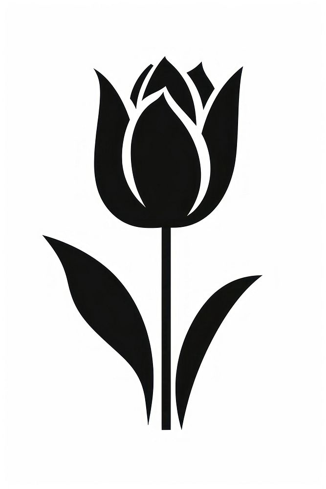 Tulip silhouette stencil blossom flower.