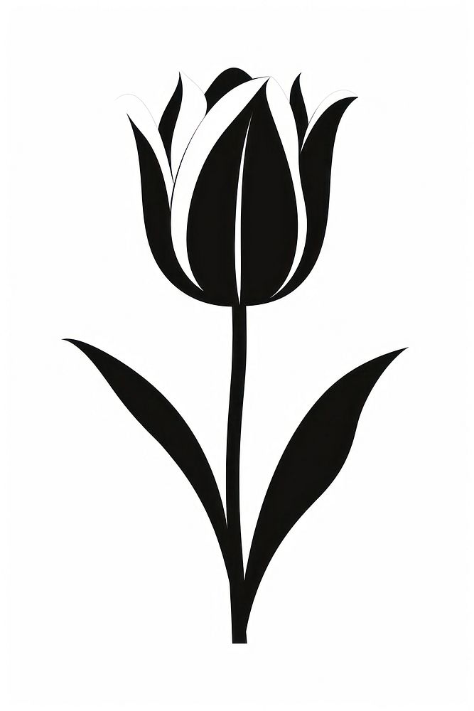 Tulip silhouette stencil blossom flower.