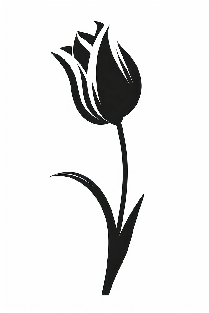 Tulip silhouette blossom stencil flower.