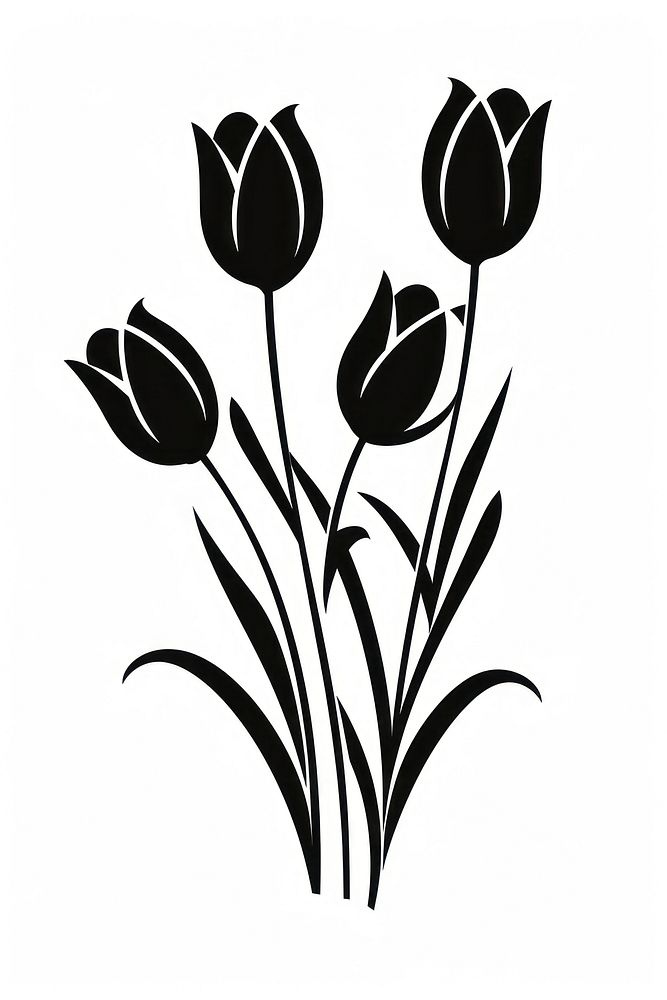 Tulips silhouette art graphics stencil.