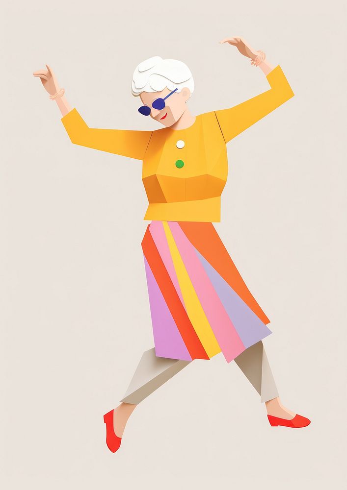 Elderly dancing recreation clothing apparel.