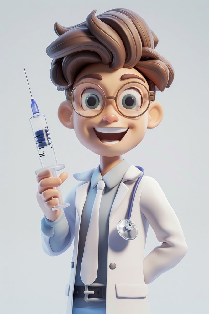 3D Illustration of doctor screwdriver injection person.
