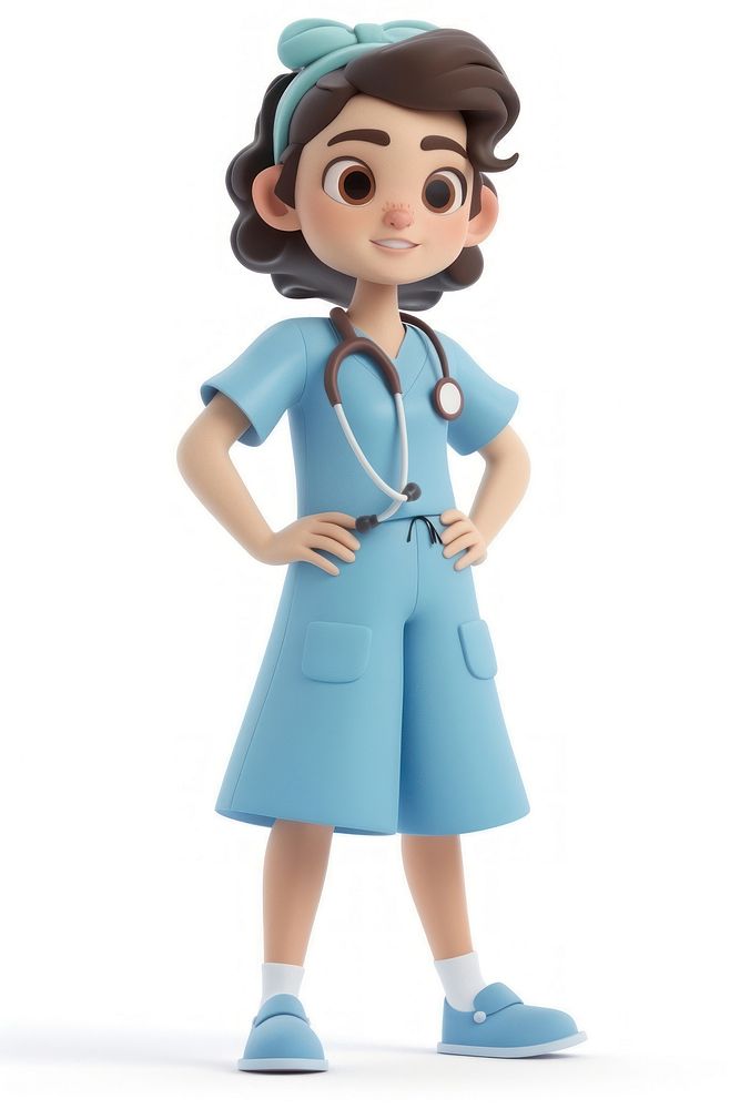 3D Illustration of nurse female person child.