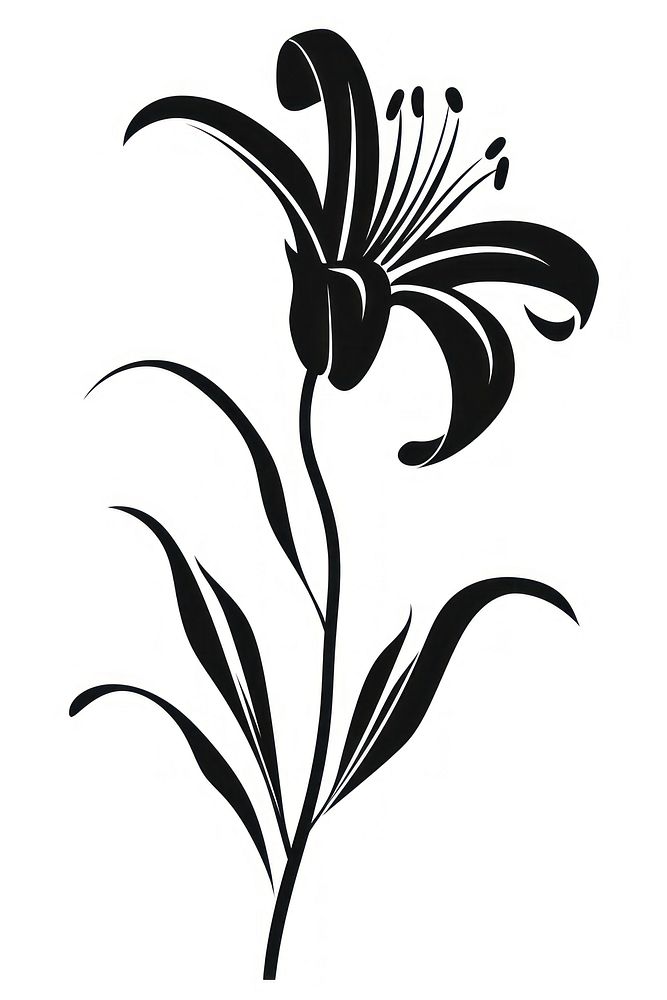 Lily silhouette kangaroo blossom stencil.