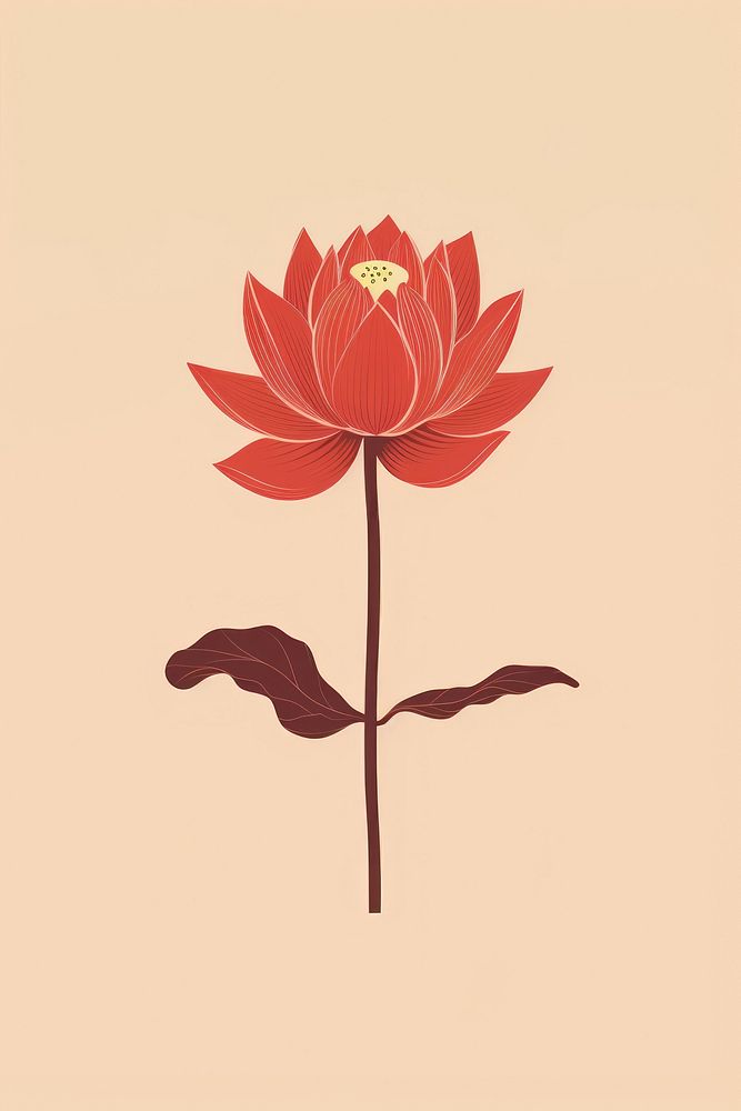 Minimalist Illustration of lotus painting blossom dahlia.