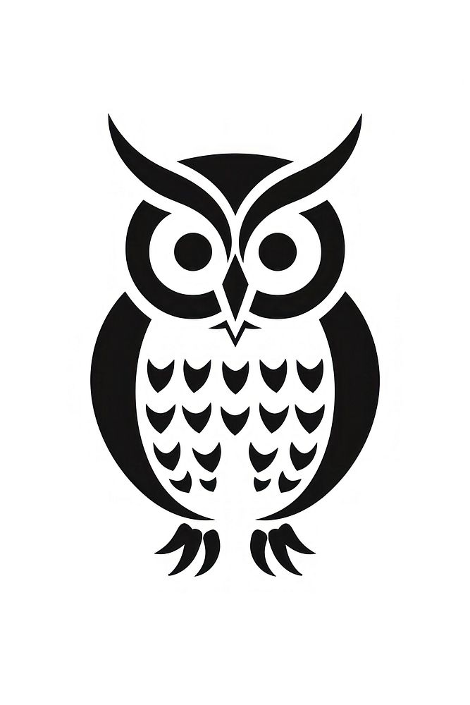 Owl silhouette stencil animal symbol.