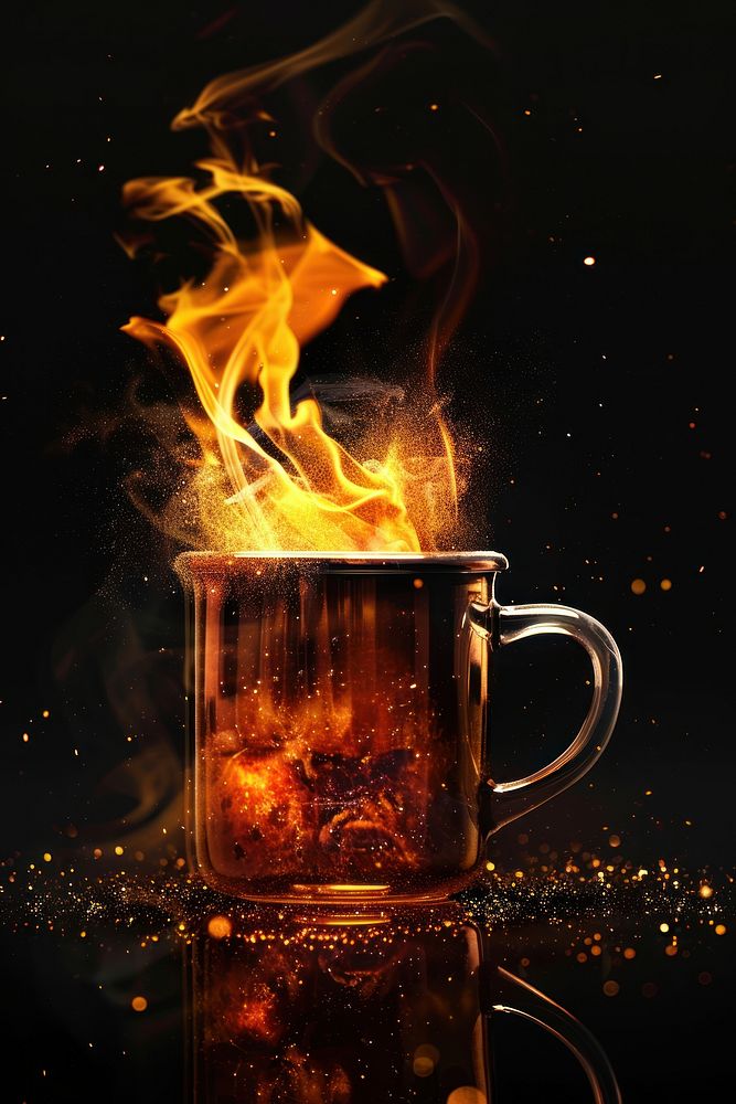 Photo of plastic mug flame fire bonfire.