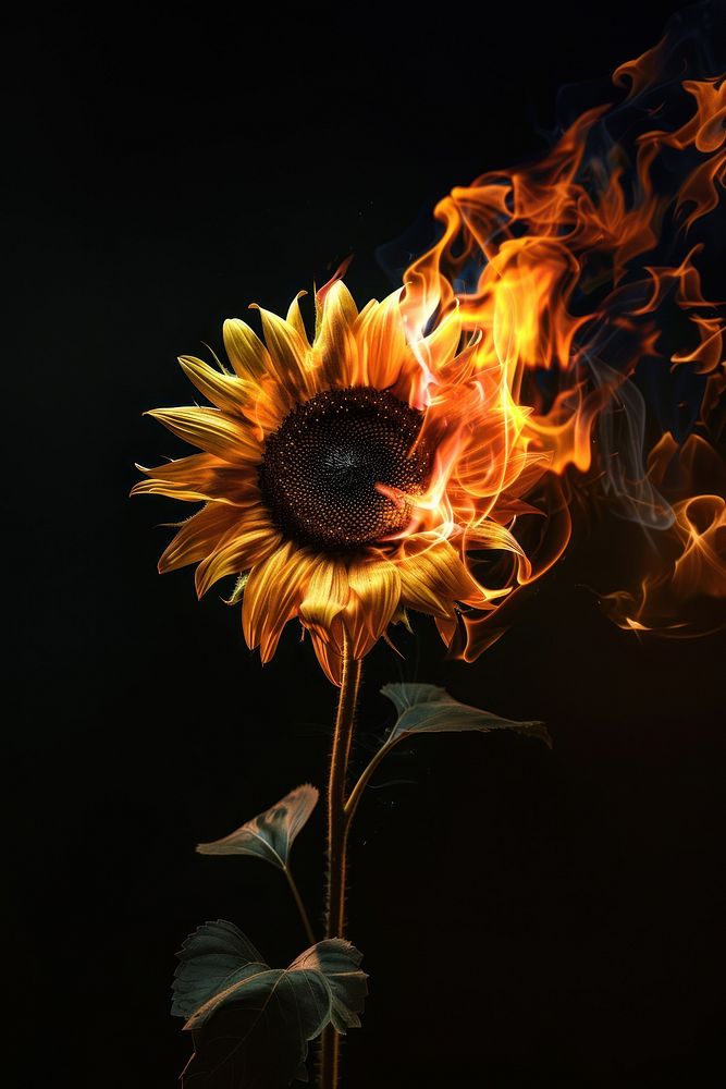Photo of sunflower flame fire asteraceae.