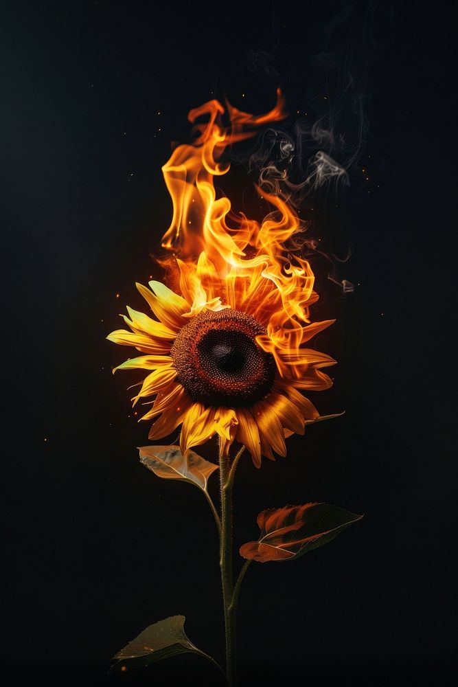 Photo of sunflower flame fire asteraceae.
