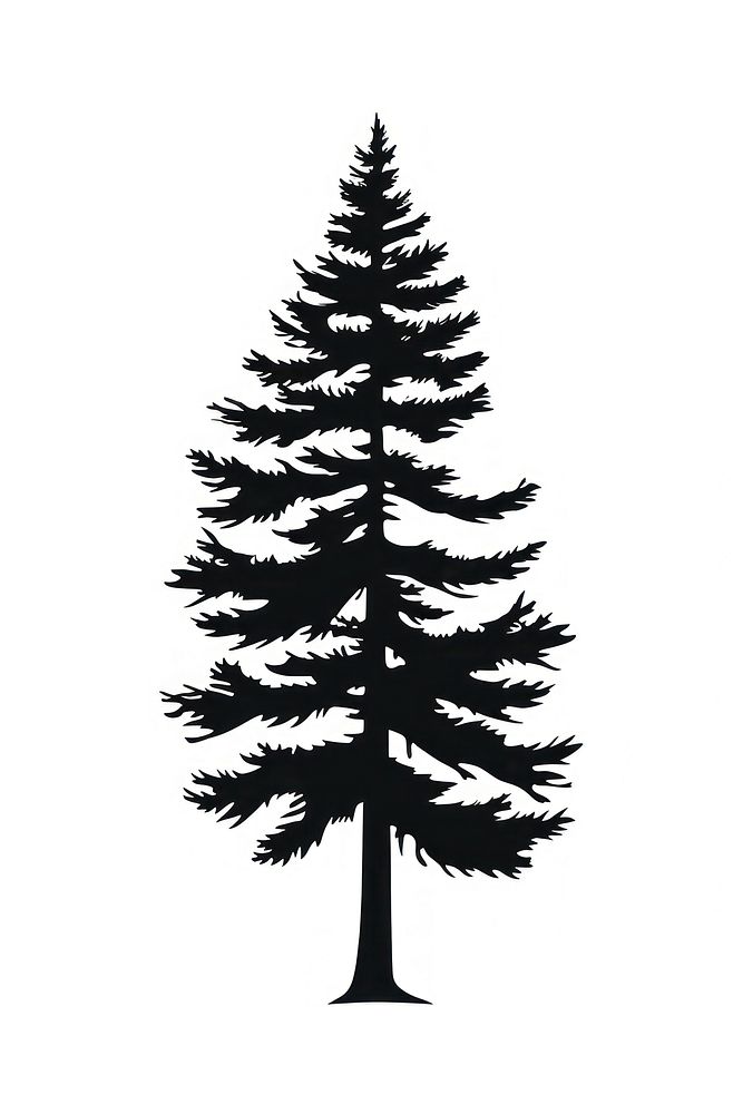 Pine tree silhouette stencil animal plant.