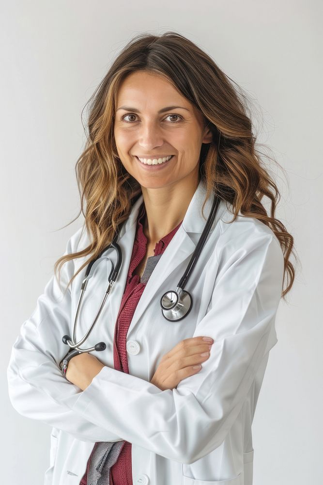 Smiling medical doctor woman with stethoscope clothing apparel female.