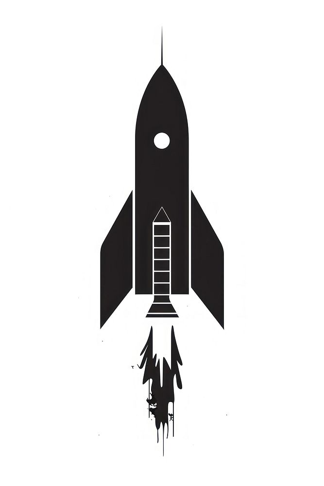 Rocket silhouette ammunition weaponry stencil.