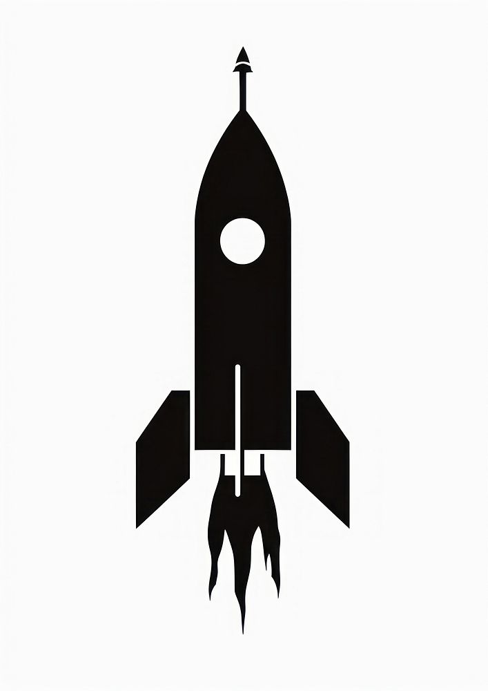 Rocket silhouette symbol weaponry stencil.