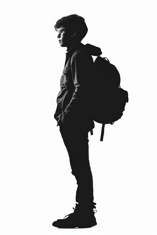 Student silhouette backpack clothing apparel.