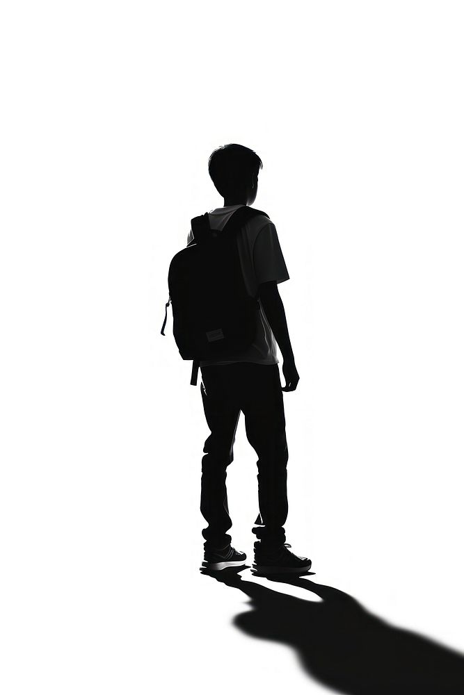 Student silhouette backpack backlighting clothing.