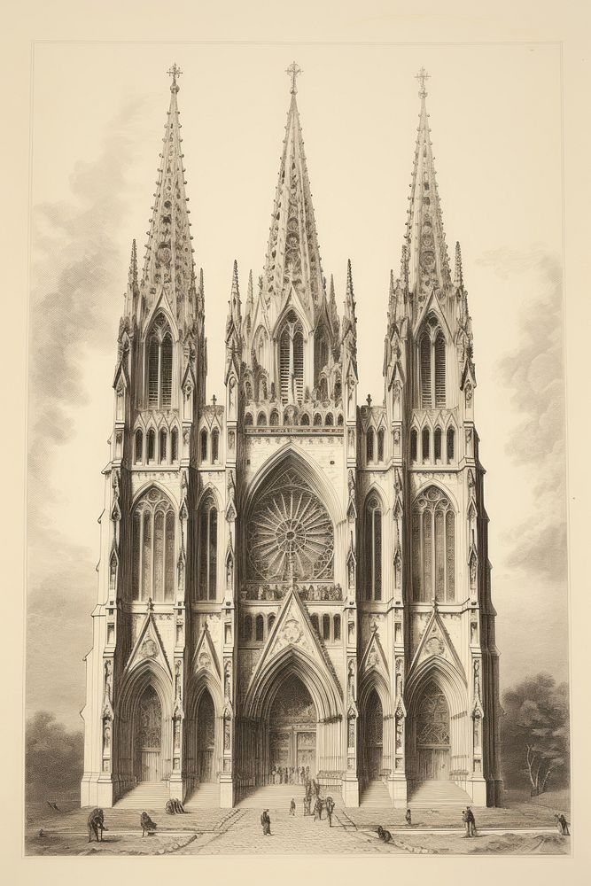Gothic church architecture cathedral building.