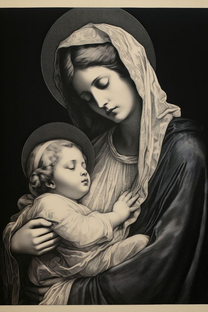 Madonna and the child photography portrait painting.