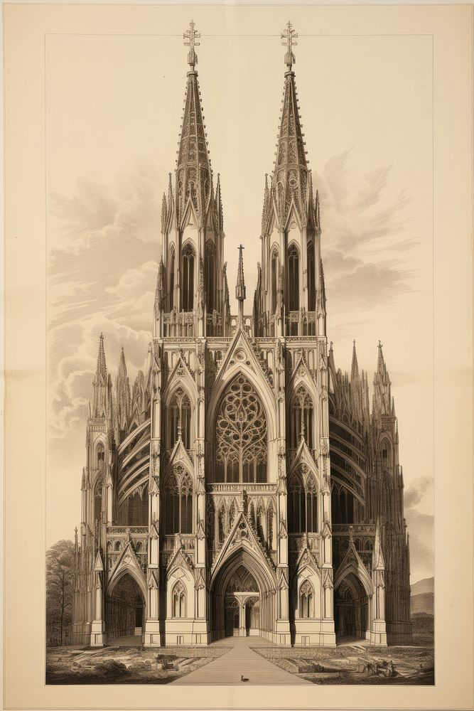 Gothic church architecture cathedral building.