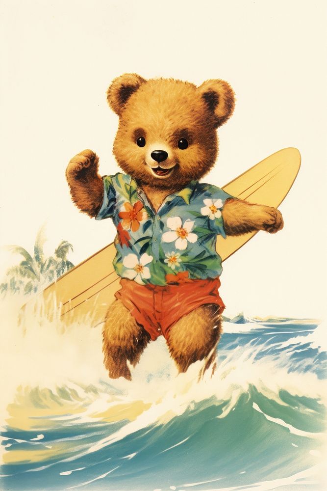Surfing teddy bear recreation outdoors.