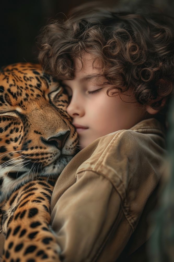 Sleeping beside a panther photo photography portrait.