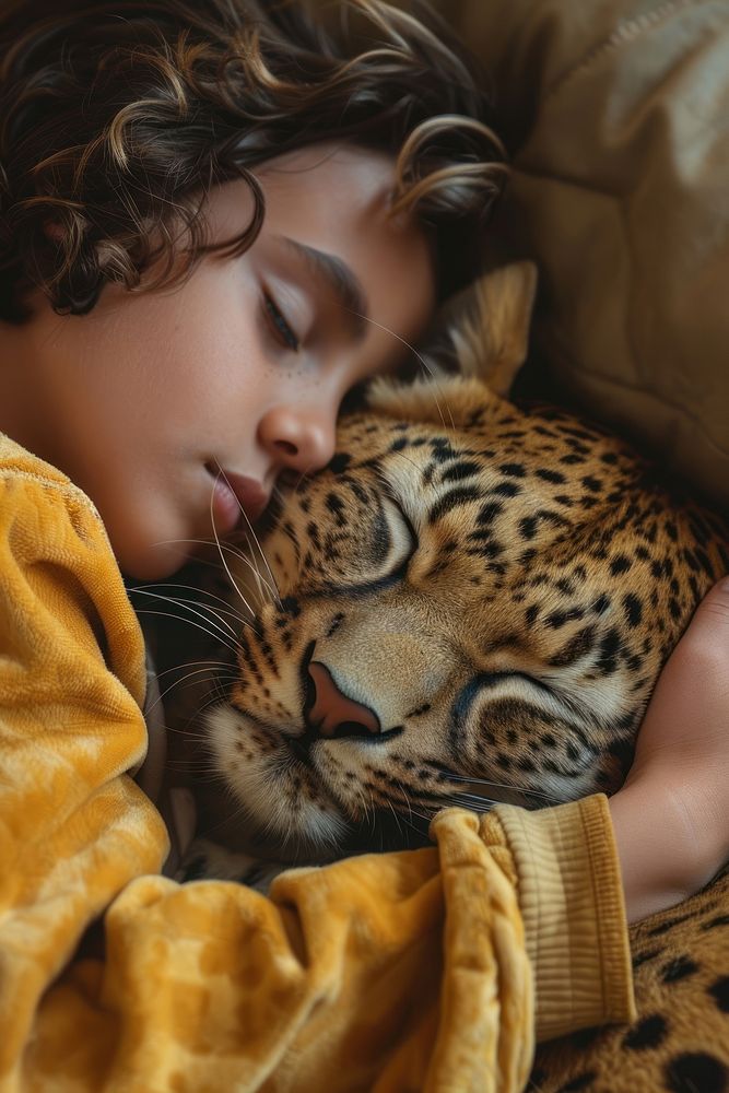 Sleeping beside a panther photo photography portrait.
