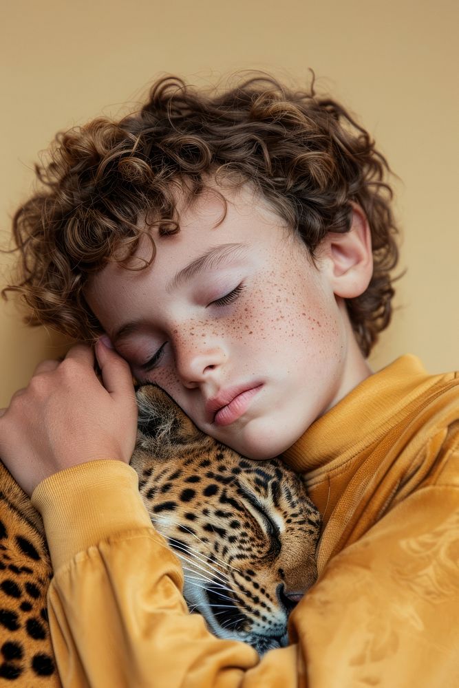 Sleeping beside a panther photo boy photography.