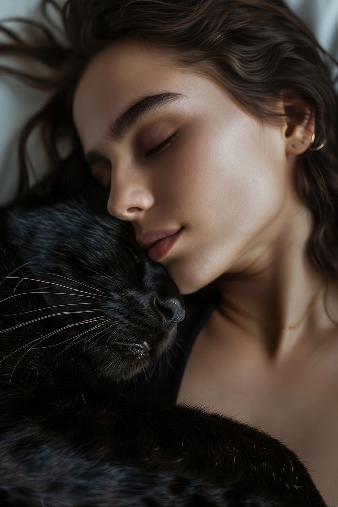 Sleeping with a panther photo pet photography.