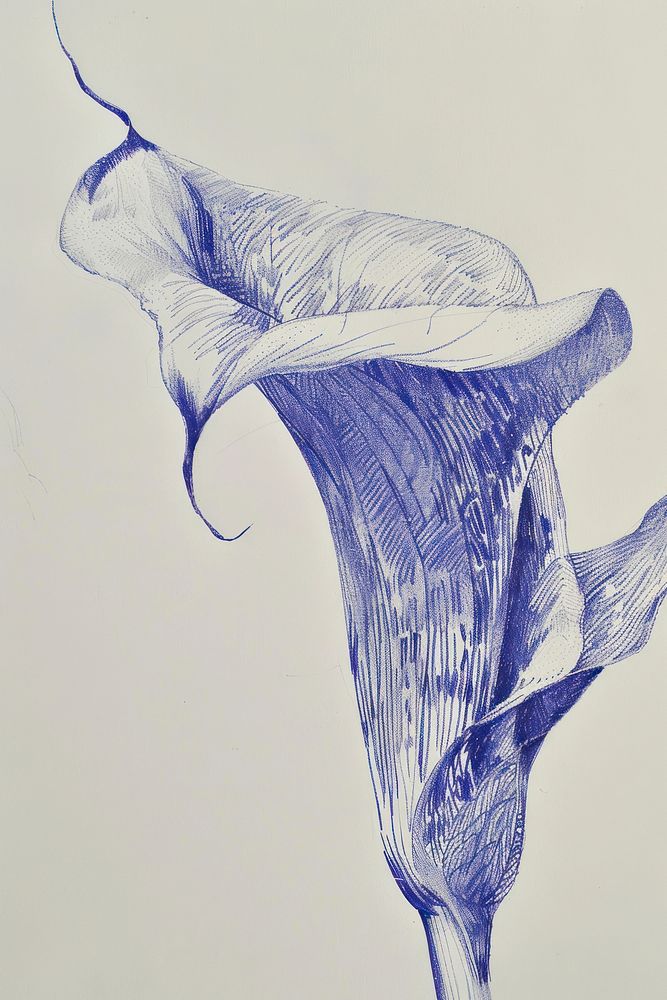 Vintage drawing calla lily illustrated blossom sketch.