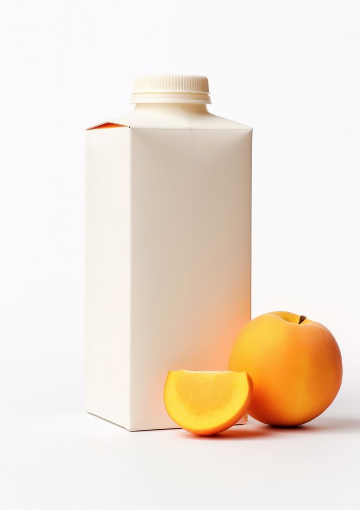 Juice or milk blank white carton one box grapefruit bottle plant.