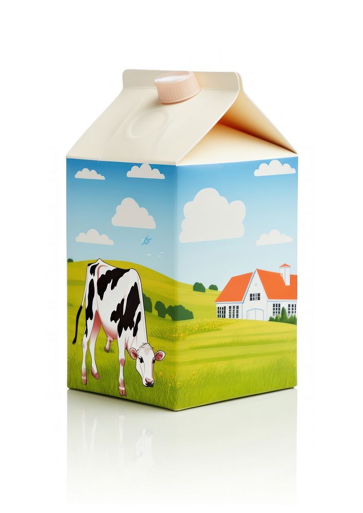 Mini size milk carton one box livestock mammal cattle.