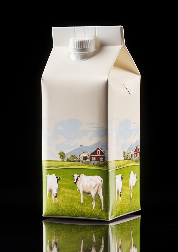 Mini size milk carton one box livestock cattle mammal.