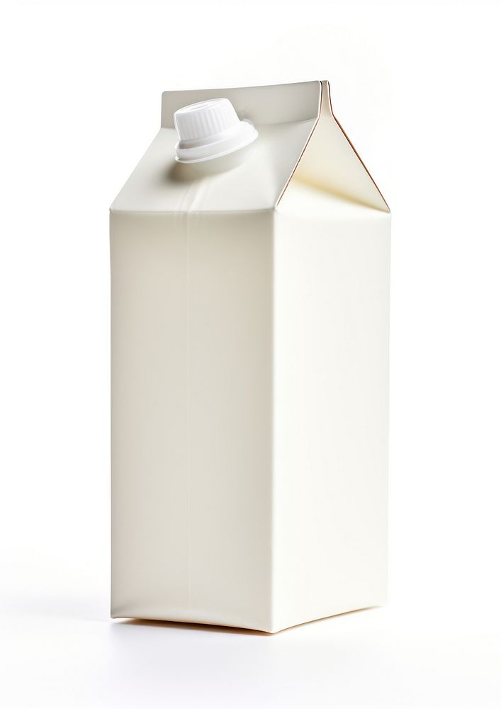 Milk carton box bottle white white background.