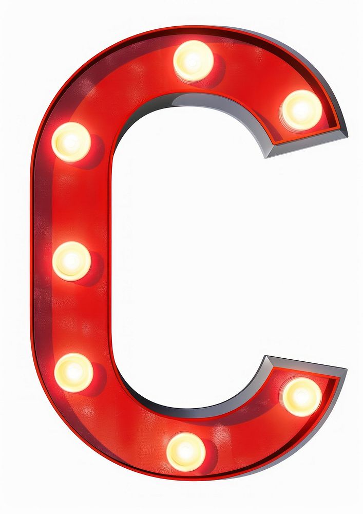 Theater sign letter C text red white background.