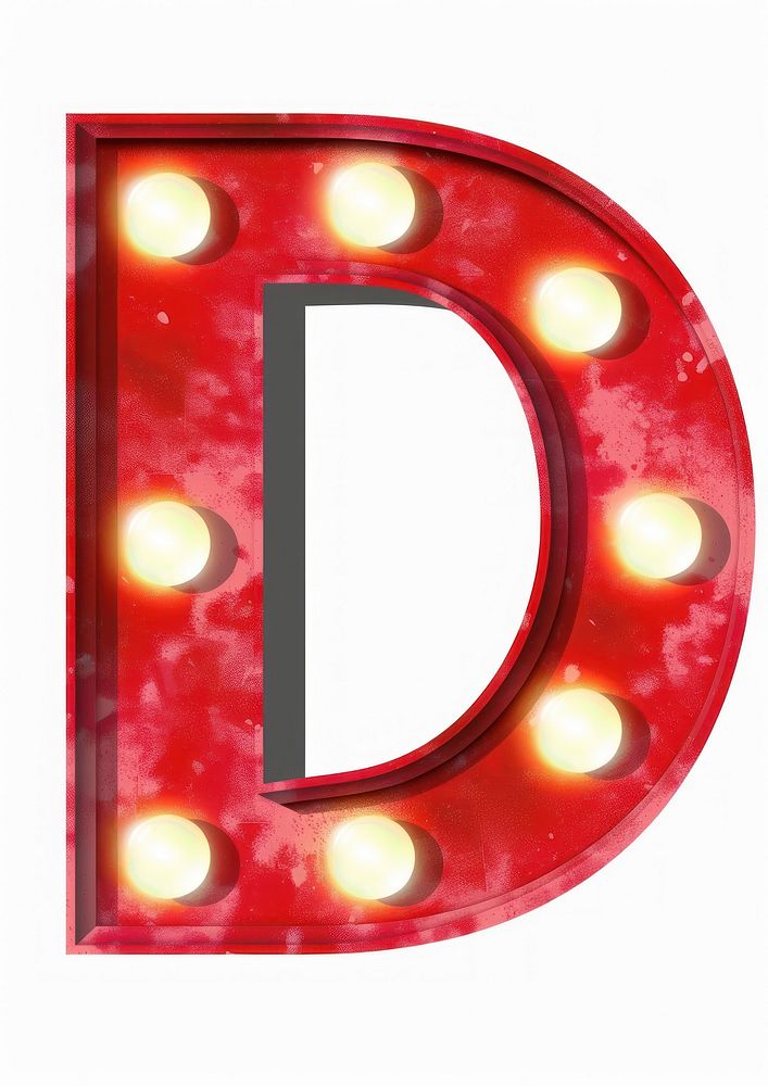 Theater sign letter D text red white background.