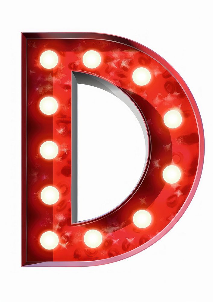 Theater sign letter D text red white background.