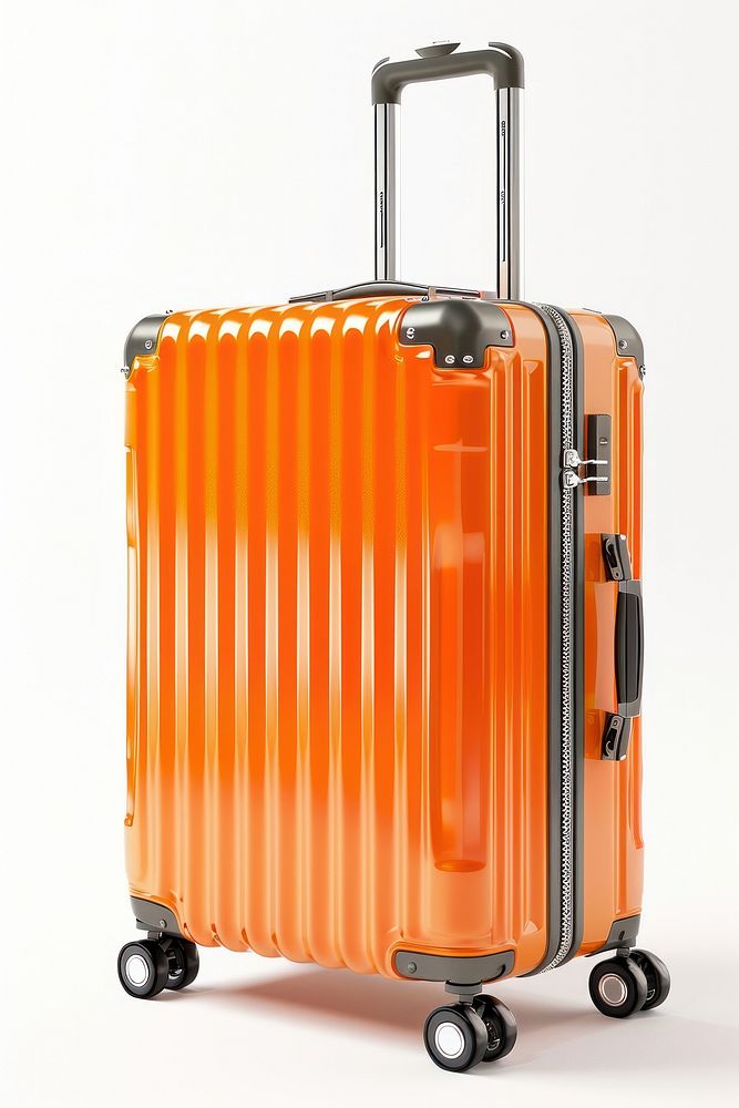 Luggage suitcase white background orange color.